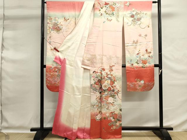平和屋着物■豪華振袖　駒刺繍　花籠文　暈し染め　金銀彩　正絹　逸品　DABG6731cd
