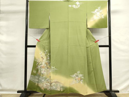 平和屋着物■訪問着　枝花文　暈し染め　金銀彩　正絹　逸品　DABG6737cd