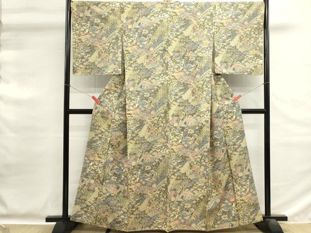 平和屋着物■本場染大島紬　扇面吉祥花文　正絹　逸品　DABG6741cd