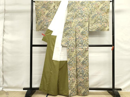 平和屋着物■本場染大島紬　扇面吉祥花文　正絹　逸品　DABG6741cd