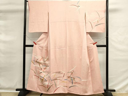 平和屋着物■訪問着　駒刺繍　草葉文　金彩　正絹　逸品　DABG6758cd