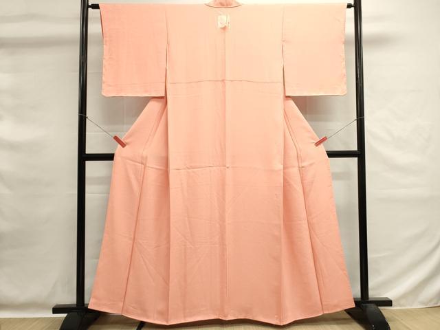 平和屋着物■上質な色無地　霞地紋　珊瑚色　正絹　逸品　未使用　DABG6766cd