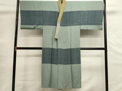 平和屋着物■男性　長襦袢　袷　横段文　格子　正絹　逸品　DABG6774cd