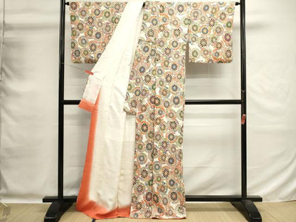 平和屋着物■上質な小紋　源氏車花文　正絹　逸品　DABG6788cd
