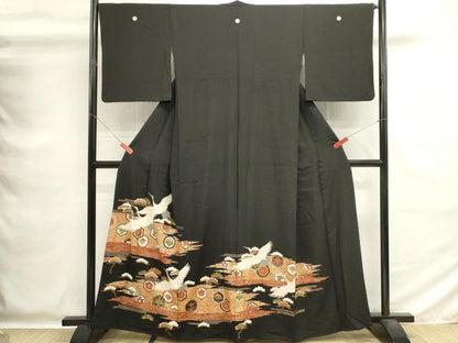 平和屋着物■豪華黒留袖　吉祥飛鶴文　金彩　正絹　逸品　DABG6800cd