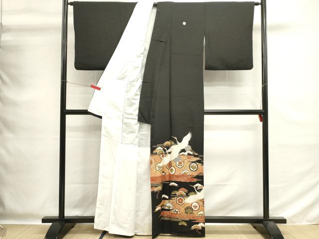 平和屋着物■豪華黒留袖　吉祥飛鶴文　金彩　正絹　逸品　DABG6800cd