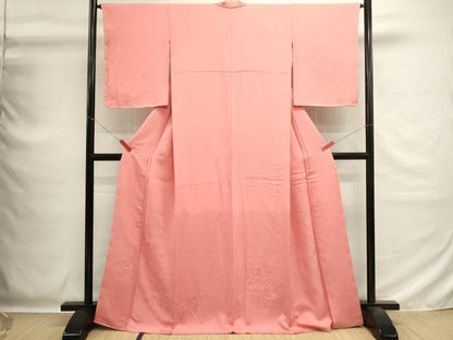 平和屋着物■無地絵羽訪問着　御所車花地紋　甚三紅色　正絹　逸品　未使用　DABG6808cd