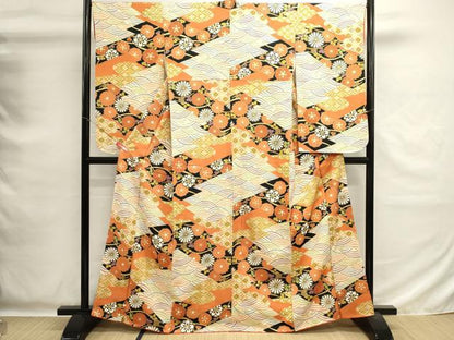 平和屋着物■小振袖　二尺袖　吉祥花文　金彩　正絹　逸品　DABG6814cd