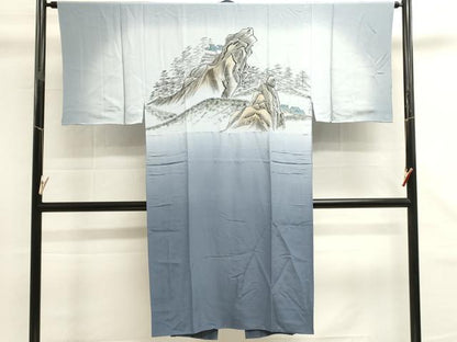 平和屋着物■男性　長襦袢　袷　手描き　風景文　正絹　逸品　DABG6817cd