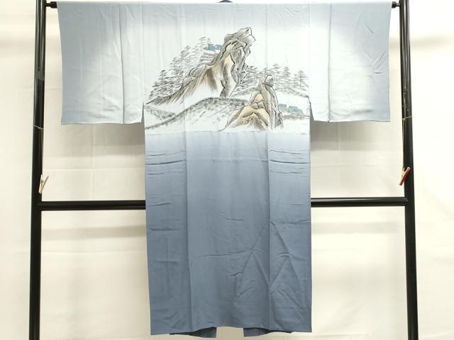 平和屋着物■男性　長襦袢　袷　手描き　風景文　正絹　逸品　DABG6817cd