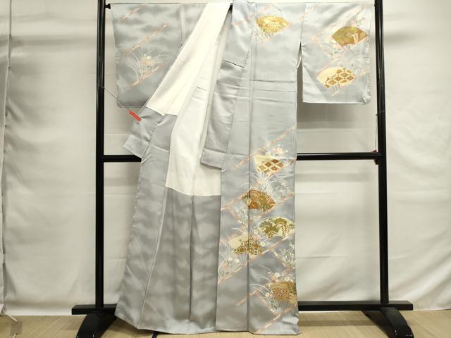 平和屋着物■訪問着　駒刺繍　扇面花文　暈し染め　金彩　正絹　逸品　DABG6823cd