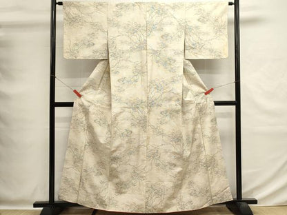 平和屋着物■上質な紬　枝花文　正絹　逸品　DABG6826cd