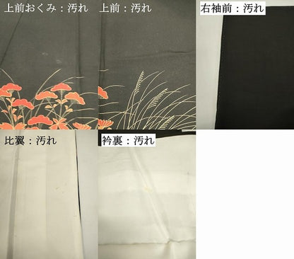平和屋着物■豪華黒留袖　駒刺繍　草花文　金彩　正絹　逸品　DABG6835cd