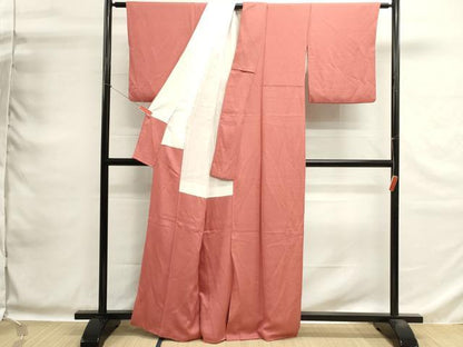 平和屋着物■上質な色無地　作家物　甚三紅色　正絹　逸品　DABG6845cd