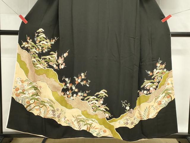 平和屋着物■豪華黒留袖　枝松文　金彩　正絹　逸品　DABG6855cd