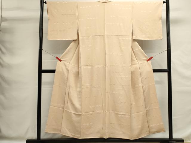 平和屋着物■上質な色無地　扇面地紋　肌色　正絹　逸品　DABG6862cd