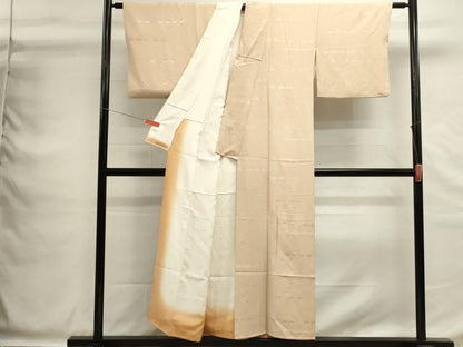 平和屋着物■上質な色無地　扇面地紋　肌色　正絹　逸品　DABG6862cd