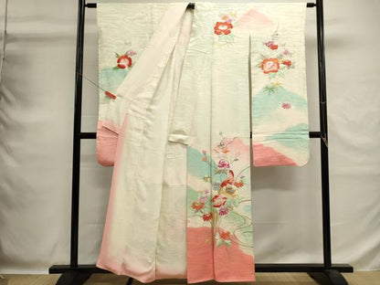 平和屋着物■豪華振袖　総刺繍　駒刺繍　花鳥文　暈し染め　金銀糸　正絹　逸品　DABG6877cd