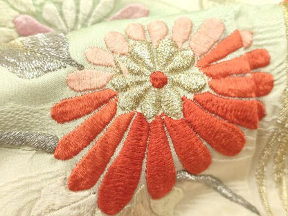 平和屋着物■豪華振袖　総刺繍　駒刺繍　花鳥文　暈し染め　金銀糸　正絹　逸品　DABG6877cd