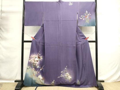 平和屋着物■訪問着　流水枝花文　鶴　暈し染め　金彩　正絹　逸品　DABG6886cd