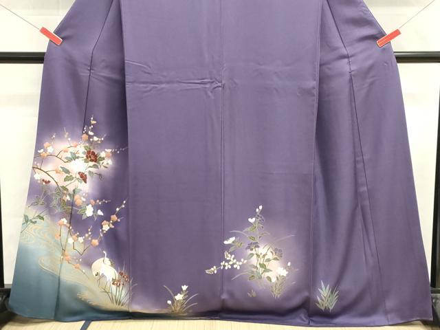 平和屋着物■訪問着　流水枝花文　鶴　暈し染め　金彩　正絹　逸品　DABG6886cd