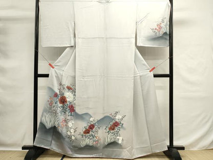 平和屋着物■訪問着　手描き　草花文　暈し染め　正絹　逸品　DABG6887cd