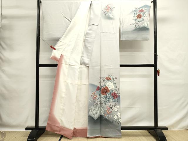 平和屋着物■訪問着　手描き　草花文　暈し染め　正絹　逸品　DABG6887cd