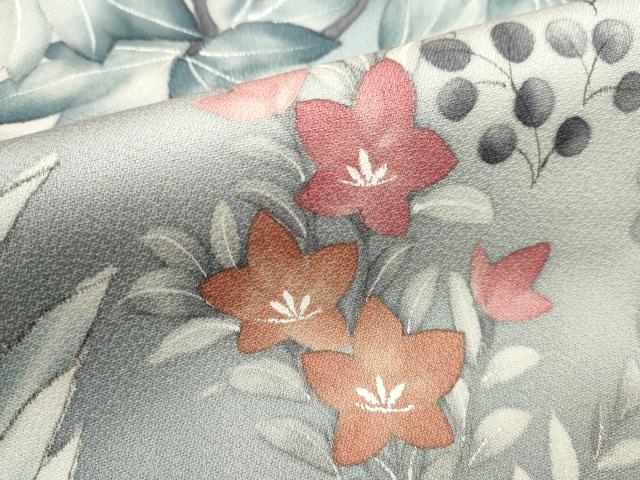 平和屋着物■訪問着　手描き　草花文　暈し染め　正絹　逸品　DABG6887cd