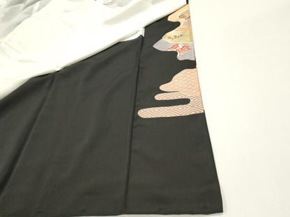 平和屋着物■豪華黒留袖　駒刺繍　花鳥文　正絹　逸品　DABG6914cd