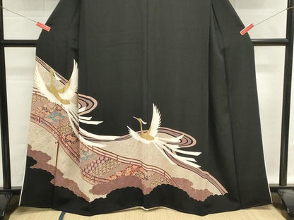 平和屋着物■豪華黒留袖　吉祥飛鳥文　金彩　正絹　逸品　DABG6916cd