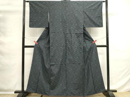 平和屋着物■上質な紬　双鶴菱文　正絹　逸品　DABG6923cd