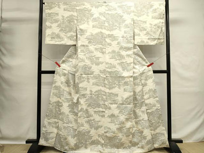 平和屋着物■上質な紬　風景文　正絹　逸品　DABG6924cd