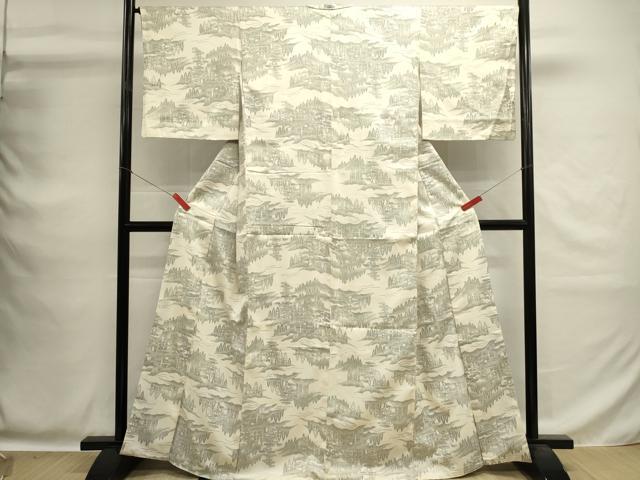平和屋着物■上質な紬　風景文　正絹　逸品　DABG6924cd