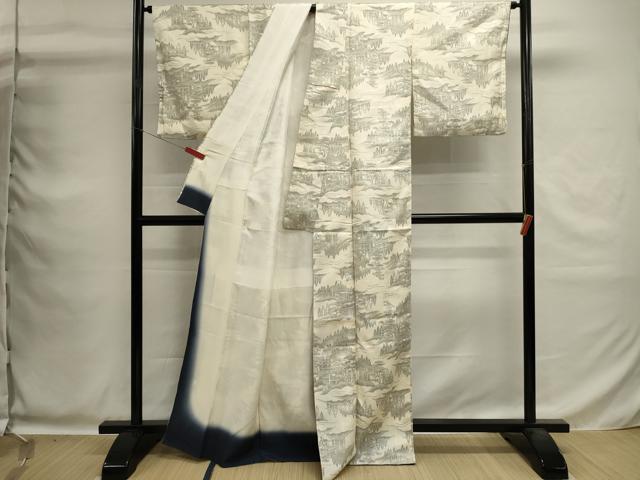 平和屋着物■上質な紬　風景文　正絹　逸品　DABG6924cd