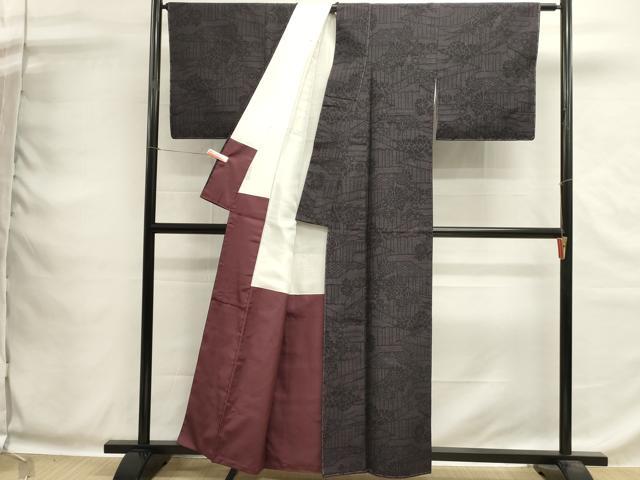 平和屋着物■結城紬　80亀甲　草花文　正絹　逸品　未使用　DABG6925cd