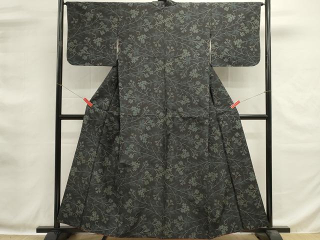 平和屋着物■上質な紬　花唐草文　正絹　逸品　DABG6926cd