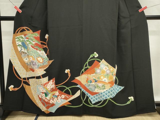平和屋着物■豪華黒留袖　花鳥文　正絹　逸品　DABG6927cd