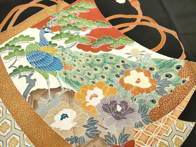 平和屋着物■豪華黒留袖　花鳥文　正絹　逸品　DABG6927cd