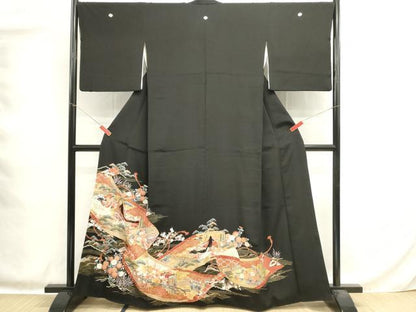 平和屋着物■豪華黒留袖　女人文　金銀彩　正絹　逸品　DABG6928cd