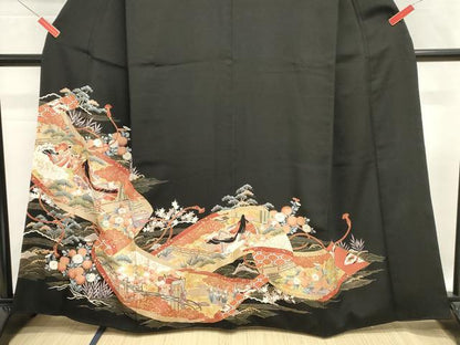 平和屋着物■豪華黒留袖　女人文　金銀彩　正絹　逸品　DABG6928cd