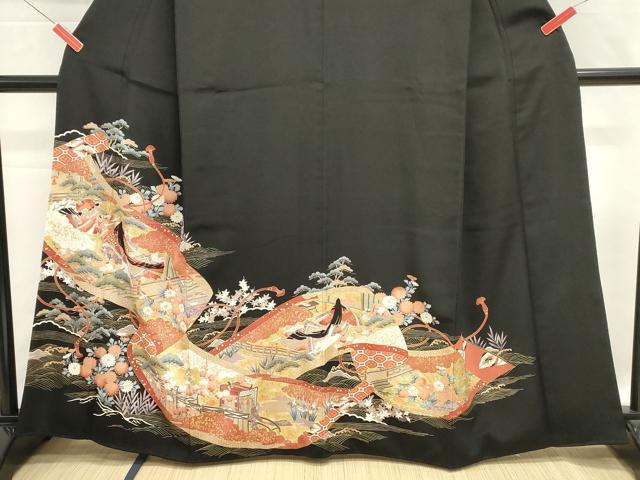 平和屋着物■豪華黒留袖　女人文　金銀彩　正絹　逸品　DABG6928cd