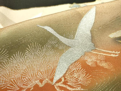 平和屋着物■豪華黒留袖　作家物　駒刺繍　渡橋風景飛鳥文　暈し染め　金銀彩　正絹　逸品　DABG6931cd