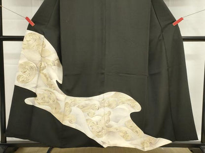 平和屋着物■豪華黒留袖　駒刺繍　荒波文　銀彩　正絹　逸品　DABG6933cd