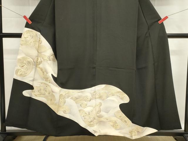 平和屋着物■豪華黒留袖　駒刺繍　荒波文　銀彩　正絹　逸品　DABG6933cd