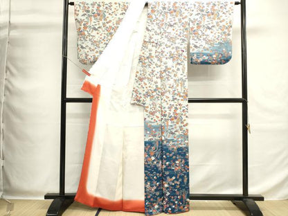 平和屋着物■訪問着　草花文　暈し染め　鬼しぼ縮緬　正絹　逸品　DABG6935cd