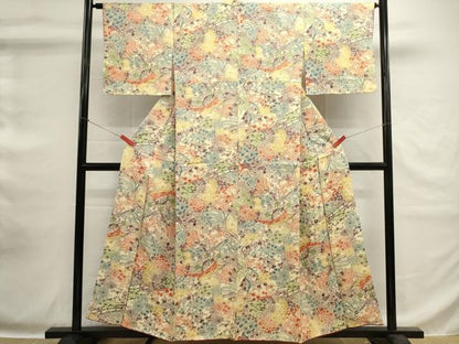 平和屋着物■上質な小紋　型染め　舞花文　正絹　逸品　DABG6937cd
