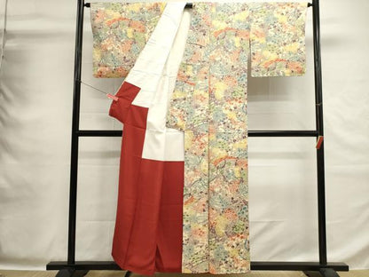 平和屋着物■上質な小紋　型染め　舞花文　正絹　逸品　DABG6937cd