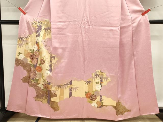 平和屋着物■訪問着　駒刺繍　笹竹花文　金銀彩　正絹　逸品　DABG6939cd