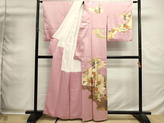 平和屋着物■訪問着　駒刺繍　笹竹花文　金銀彩　正絹　逸品　DABG6939cd