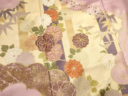 平和屋着物■訪問着　駒刺繍　笹竹花文　金銀彩　正絹　逸品　DABG6939cd